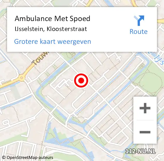 Locatie op kaart van de 112 melding: Ambulance Met Spoed Naar IJsselstein, Kloosterstraat op 28 april 2017 00:09