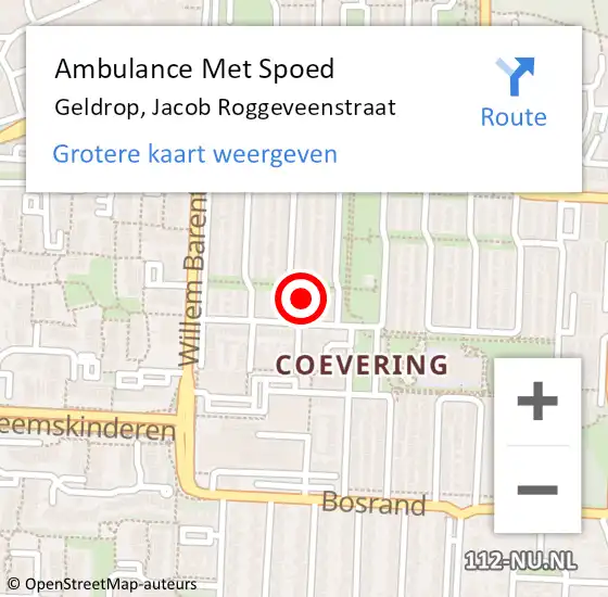 Locatie op kaart van de 112 melding: Ambulance Met Spoed Naar Geldrop, Jacob Roggeveenstraat op 28 april 2017 02:28