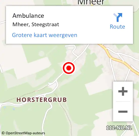 Locatie op kaart van de 112 melding: Ambulance Mheer, Steegstraat op 18 januari 2014 16:06