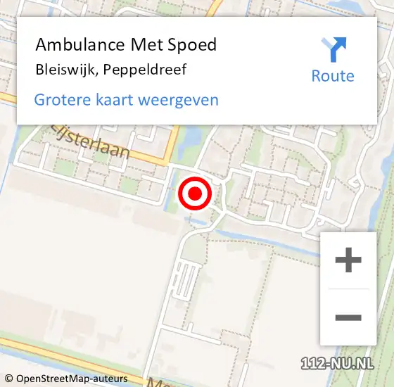 Locatie op kaart van de 112 melding: Ambulance Met Spoed Naar Bleiswijk, Peppeldreef op 28 april 2017 04:16