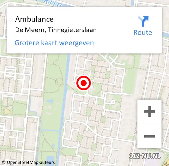 Locatie op kaart van de 112 melding: Ambulance De Meern, Tinnegieterslaan op 28 april 2017 04:35