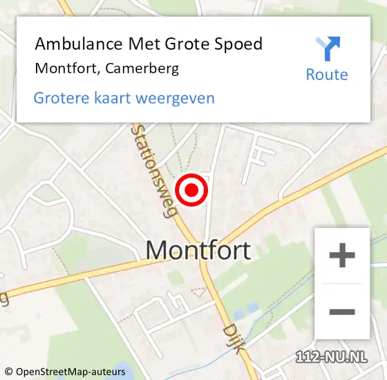 Locatie op kaart van de 112 melding: Ambulance Met Grote Spoed Naar Montfort, Camerberg op 28 april 2017 05:44