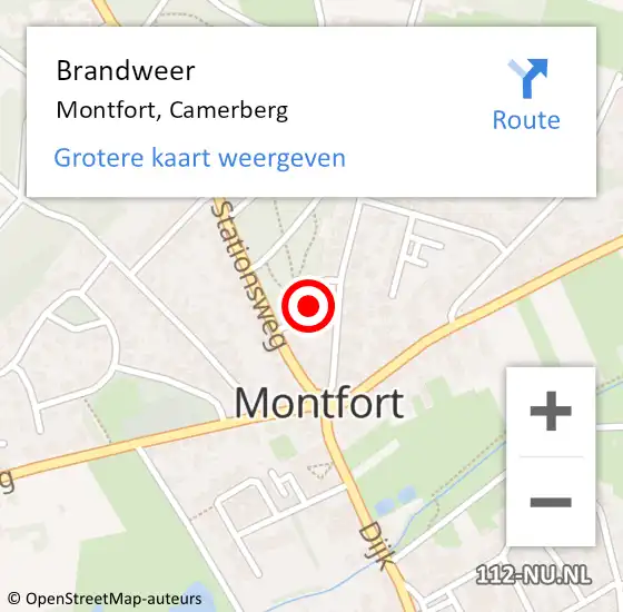 Locatie op kaart van de 112 melding: Brandweer Montfort, Camerberg op 28 april 2017 05:44