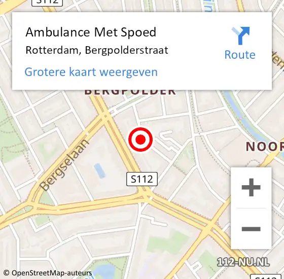 Locatie op kaart van de 112 melding: Ambulance Met Spoed Naar Rotterdam, Bergpolderstraat op 28 april 2017 06:16