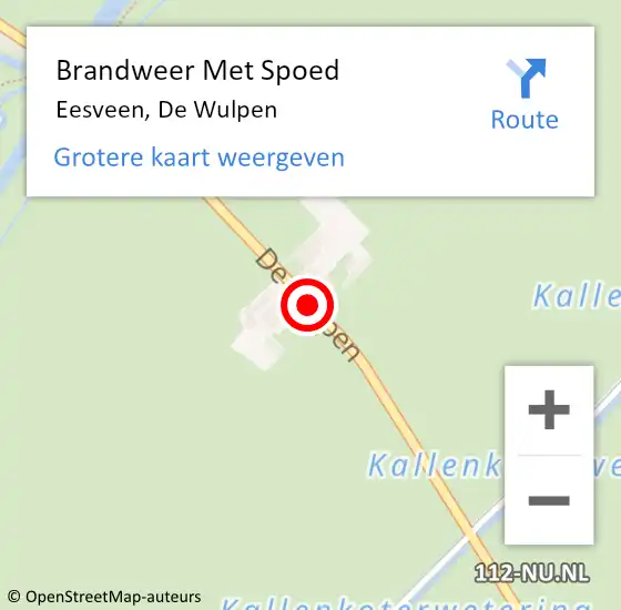 Locatie op kaart van de 112 melding: Brandweer Met Spoed Naar Eesveen, De Wulpen op 28 april 2017 06:57