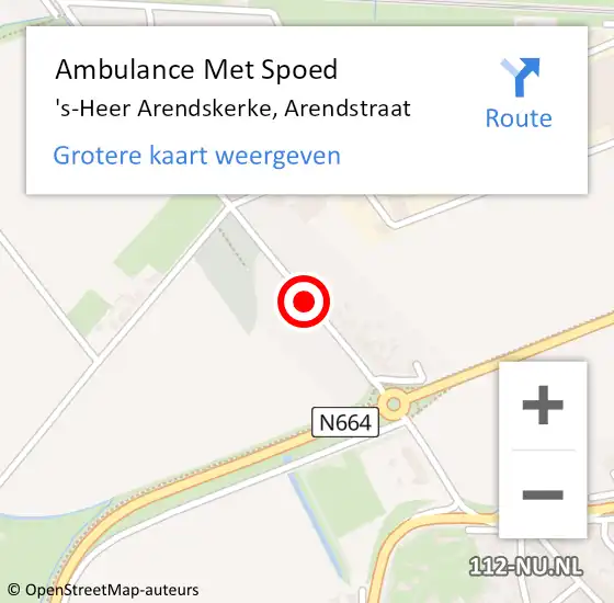 Locatie op kaart van de 112 melding: Ambulance Met Spoed Naar 's-Heer Arendskerke, Arendstraat op 28 april 2017 07:36