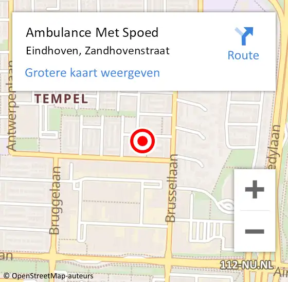 Locatie op kaart van de 112 melding: Ambulance Met Spoed Naar Eindhoven, Zandhovenstraat op 28 april 2017 07:48