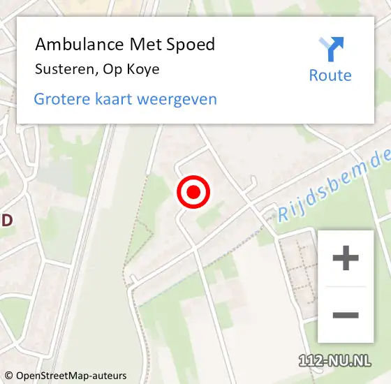 Locatie op kaart van de 112 melding: Ambulance Met Spoed Naar Susteren, Op Koye op 28 april 2017 07:58