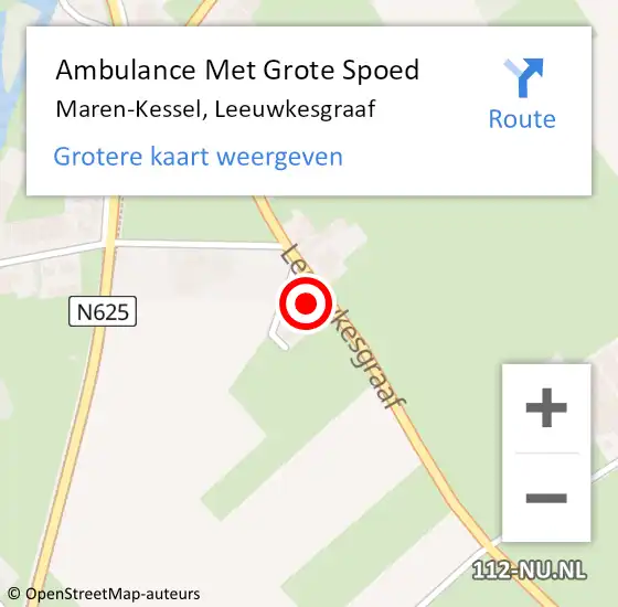 Locatie op kaart van de 112 melding: Ambulance Met Grote Spoed Naar Maren-Kessel, Leeuwkesgraaf op 28 april 2017 08:22