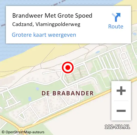 Locatie op kaart van de 112 melding: Brandweer Met Grote Spoed Naar Cadzand, Vlamingpolderweg op 28 april 2017 09:14