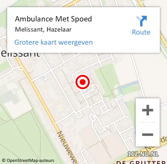 Locatie op kaart van de 112 melding: Ambulance Met Spoed Naar Melissant, Hazelaar op 28 april 2017 11:08