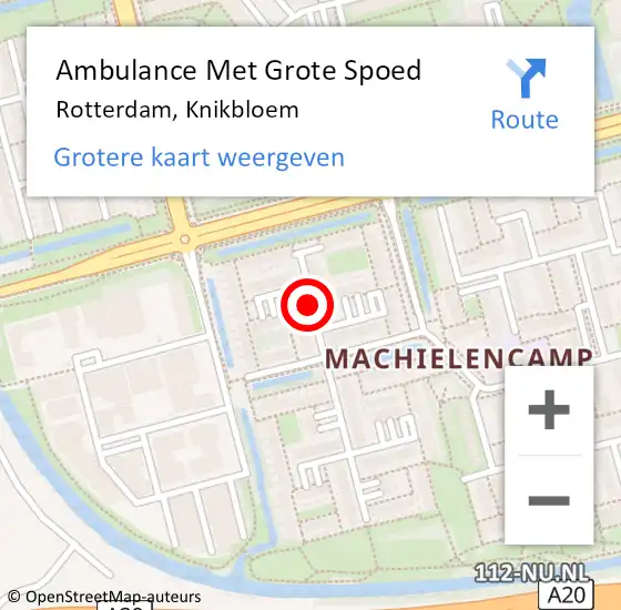 Locatie op kaart van de 112 melding: Ambulance Met Grote Spoed Naar Rotterdam, Knikbloem op 28 april 2017 11:20