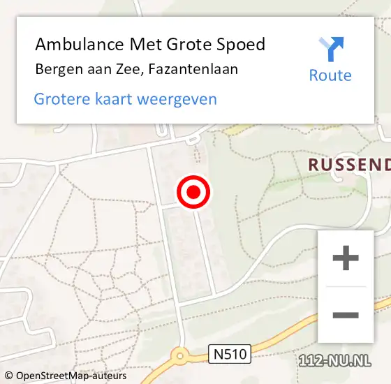 Locatie op kaart van de 112 melding: Ambulance Met Grote Spoed Naar Bergen aan Zee, Fazantenlaan op 28 april 2017 11:27