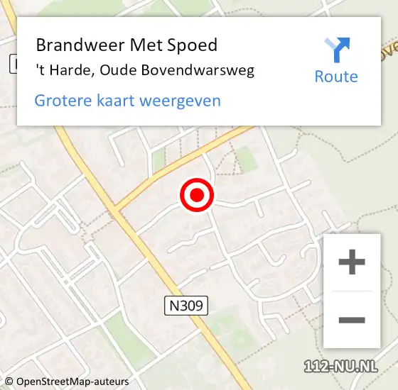 Locatie op kaart van de 112 melding: Brandweer Met Spoed Naar 't Harde, Oude Bovendwarsweg op 28 april 2017 11:31