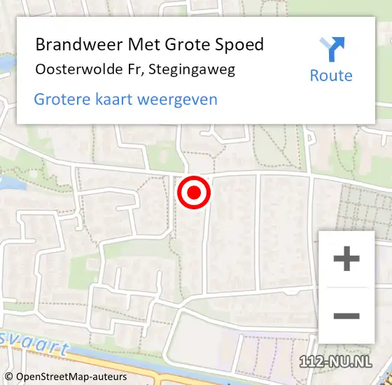 Locatie op kaart van de 112 melding: Brandweer Met Grote Spoed Naar Oosterwolde Fr, Stegingaweg op 28 april 2017 11:39