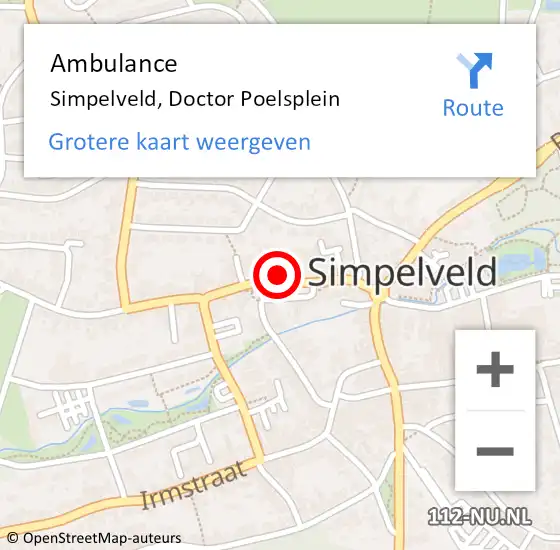 Locatie op kaart van de 112 melding: Ambulance Simpelveld, Doctor Poelsplein op 19 september 2013 17:16