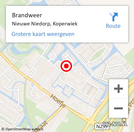 Locatie op kaart van de 112 melding: Brandweer Nieuwe Niedorp, Koperwiek op 28 april 2017 13:14