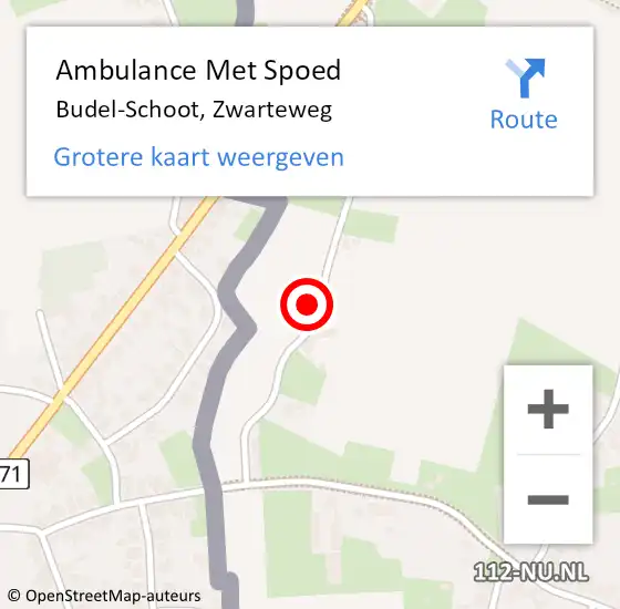 Locatie op kaart van de 112 melding: Ambulance Met Spoed Naar Budel-Schoot, Zwarteweg op 28 april 2017 13:24