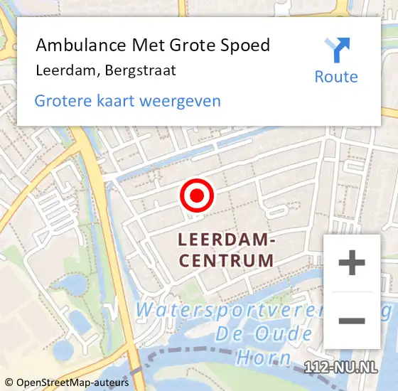 Locatie op kaart van de 112 melding: Ambulance Met Grote Spoed Naar Leerdam, Bergstraat op 28 april 2017 13:42