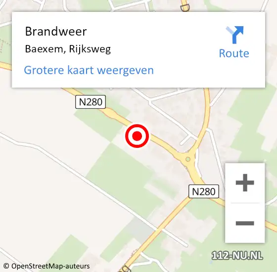 Locatie op kaart van de 112 melding: Brandweer Baexem, Rijksweg op 28 april 2017 14:02