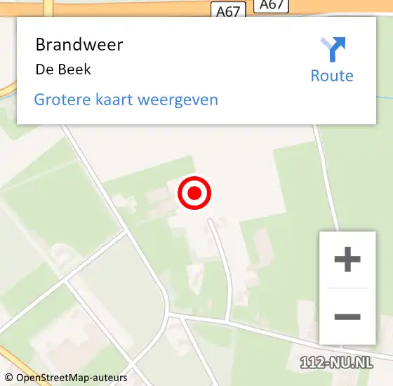 Locatie op kaart van de 112 melding: Brandweer De Beek op 28 april 2017 14:35