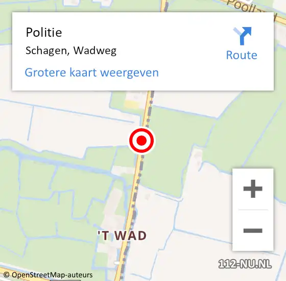 Locatie op kaart van de 112 melding: Politie Schagen, Wadweg op 28 april 2017 14:52