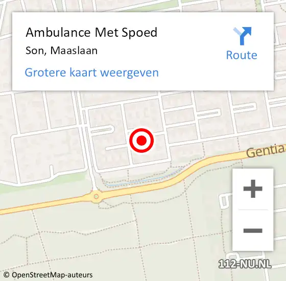 Locatie op kaart van de 112 melding: Ambulance Met Spoed Naar Son, Maaslaan op 28 april 2017 14:55