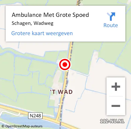 Locatie op kaart van de 112 melding: Ambulance Met Grote Spoed Naar Schagen, Wadweg op 28 april 2017 15:00