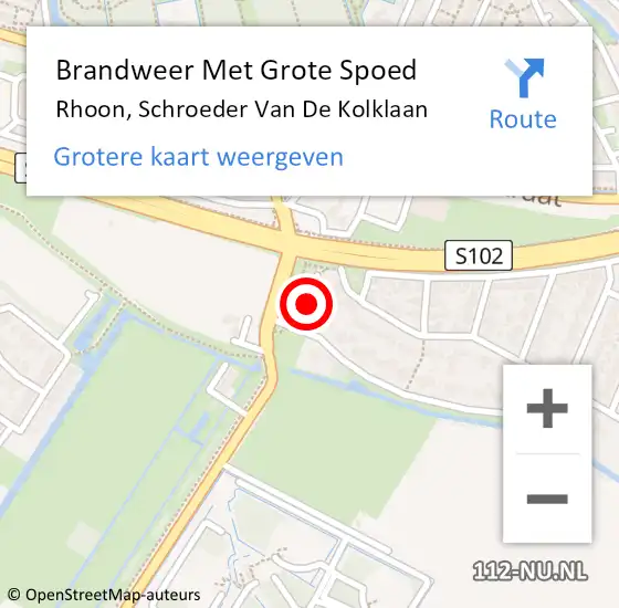 Locatie op kaart van de 112 melding: Brandweer Met Grote Spoed Naar Rhoon, Schroeder Van De Kolklaan op 18 januari 2014 17:16