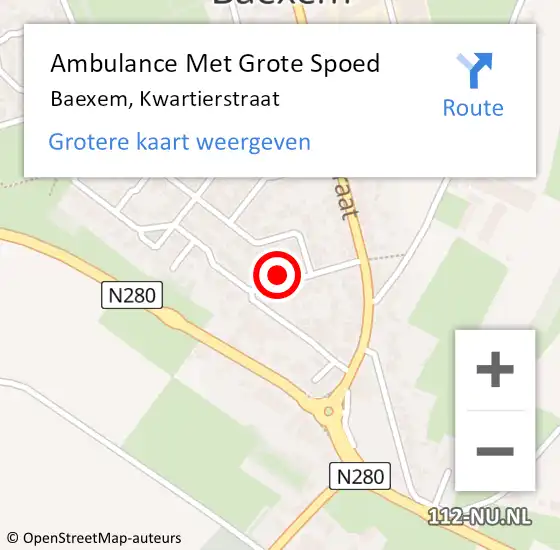 Locatie op kaart van de 112 melding: Ambulance Met Grote Spoed Naar Baexem, Kwartierstraat op 18 januari 2014 17:17