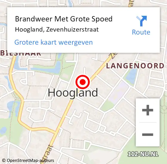 Locatie op kaart van de 112 melding: Brandweer Met Grote Spoed Naar Hoogland, Zevenhuizerstraat op 28 april 2017 15:34