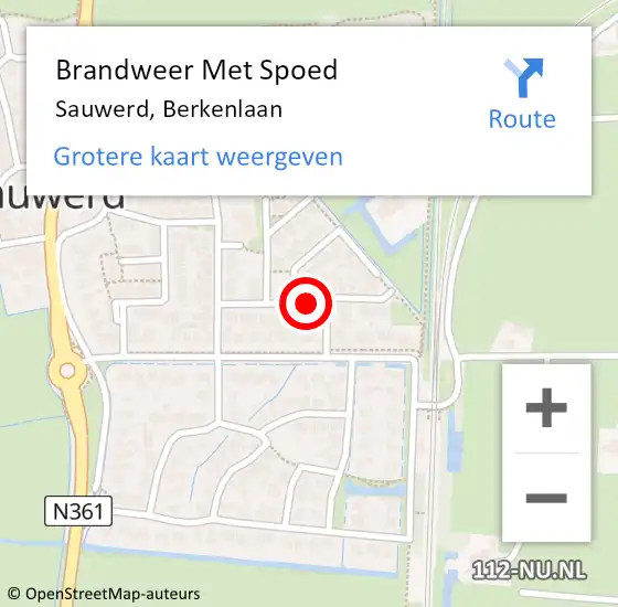 Locatie op kaart van de 112 melding: Brandweer Met Spoed Naar Sauwerd, Berkenlaan op 28 april 2017 15:38