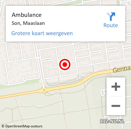 Locatie op kaart van de 112 melding: Ambulance Son, Maaslaan op 28 april 2017 15:58