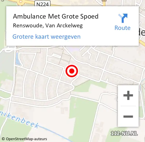 Locatie op kaart van de 112 melding: Ambulance Met Grote Spoed Naar Renswoude, Van Arckelweg op 28 april 2017 16:16