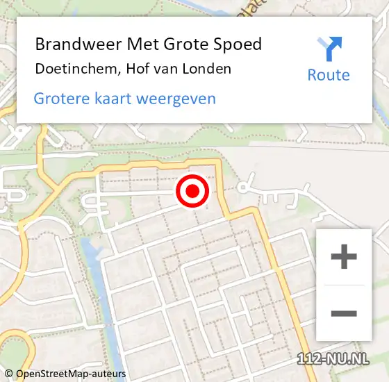 Locatie op kaart van de 112 melding: Brandweer Met Grote Spoed Naar Doetinchem, Hof van Londen op 28 april 2017 16:46