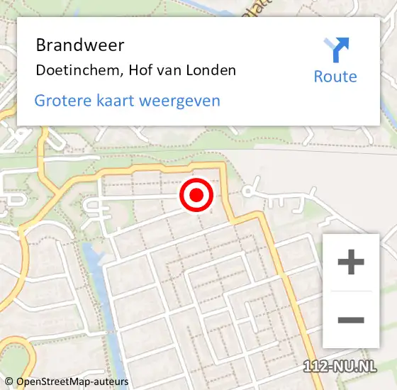 Locatie op kaart van de 112 melding: Brandweer Doetinchem, Hof van Londen op 28 april 2017 16:47