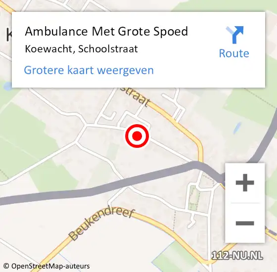 Locatie op kaart van de 112 melding: Ambulance Met Grote Spoed Naar Koewacht, Schoolstraat op 28 april 2017 19:30