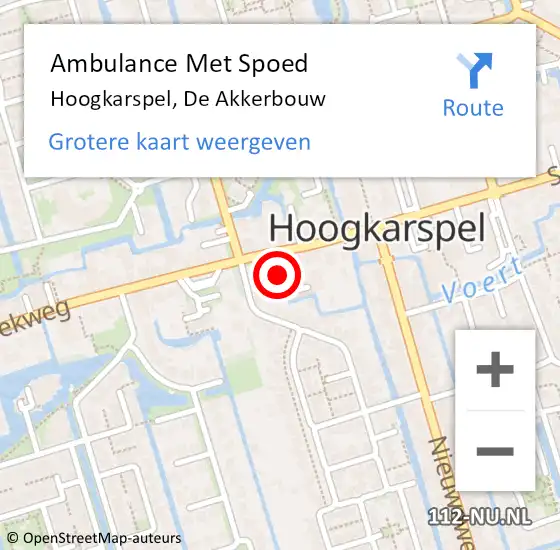 Locatie op kaart van de 112 melding: Ambulance Met Spoed Naar Hoogkarspel, De Akkerbouw op 28 april 2017 19:44