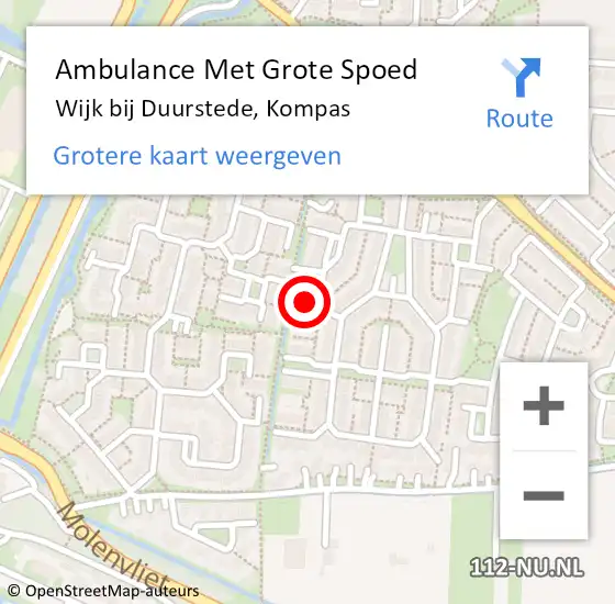 Locatie op kaart van de 112 melding: Ambulance Met Grote Spoed Naar Wijk bij Duurstede, Kompas op 28 april 2017 20:09