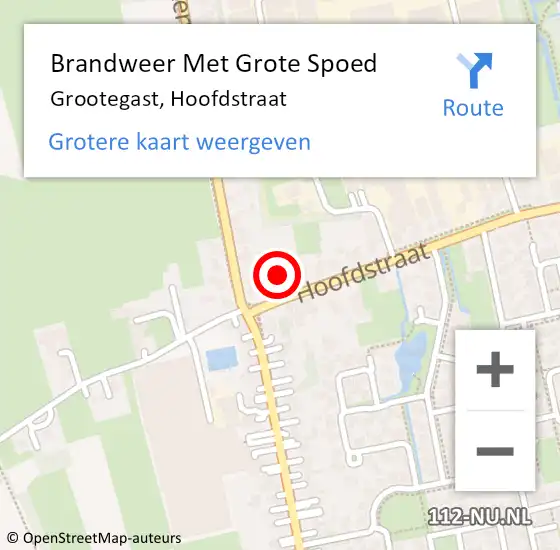 Locatie op kaart van de 112 melding: Brandweer Met Grote Spoed Naar Grootegast, Hoofdstraat op 28 april 2017 21:01