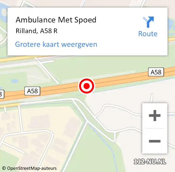 Locatie op kaart van de 112 melding: Ambulance Met Spoed Naar Rilland, A58 R op 28 april 2017 21:31