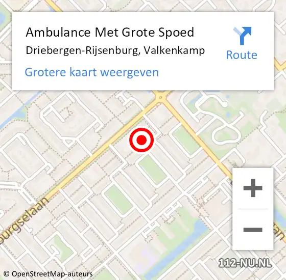 Locatie op kaart van de 112 melding: Ambulance Met Grote Spoed Naar Driebergen-Rijsenburg, Valkenkamp op 28 april 2017 22:27