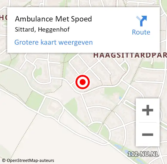 Locatie op kaart van de 112 melding: Ambulance Met Spoed Naar Sittard, Heggenhof op 18 januari 2014 18:12