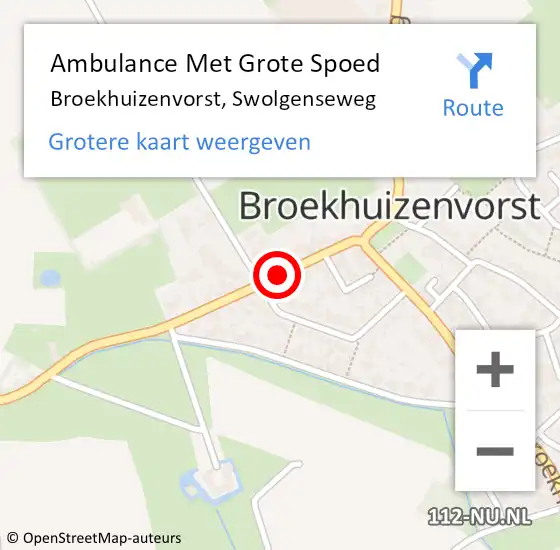 Locatie op kaart van de 112 melding: Ambulance Met Grote Spoed Naar Broekhuizenvorst, Swolgenseweg op 18 januari 2014 18:14