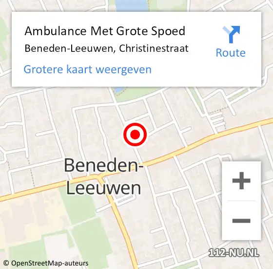 Locatie op kaart van de 112 melding: Ambulance Met Grote Spoed Naar Beneden-Leeuwen, Christinestraat op 28 april 2017 23:15