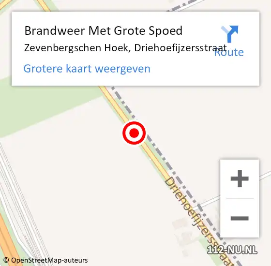 Locatie op kaart van de 112 melding: Brandweer Met Grote Spoed Naar Zevenbergschen Hoek, Driehoefijzersstraat op 28 april 2017 23:53