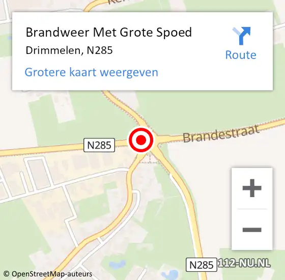 Locatie op kaart van de 112 melding: Brandweer Met Grote Spoed Naar Drimmelen, N285 op 28 april 2017 23:54