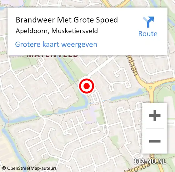 Locatie op kaart van de 112 melding: Brandweer Met Grote Spoed Naar Apeldoorn, Musketiersveld op 29 april 2017 01:12