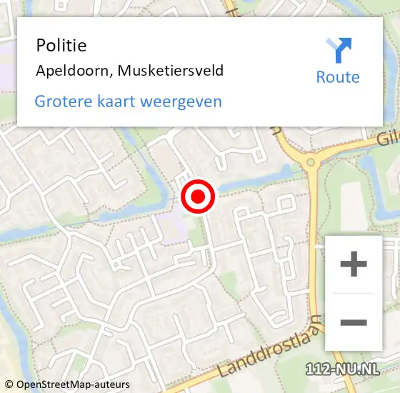 Locatie op kaart van de 112 melding: Politie Apeldoorn, Musketiersveld op 29 april 2017 01:26