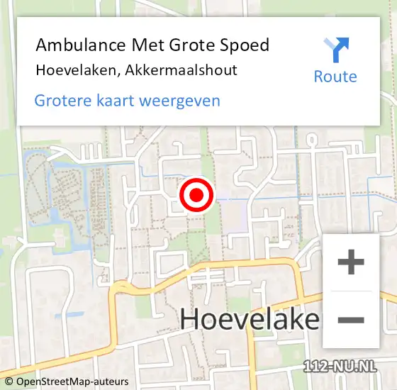 Locatie op kaart van de 112 melding: Ambulance Met Grote Spoed Naar Hoevelaken, Akkermaalshout op 29 april 2017 01:32